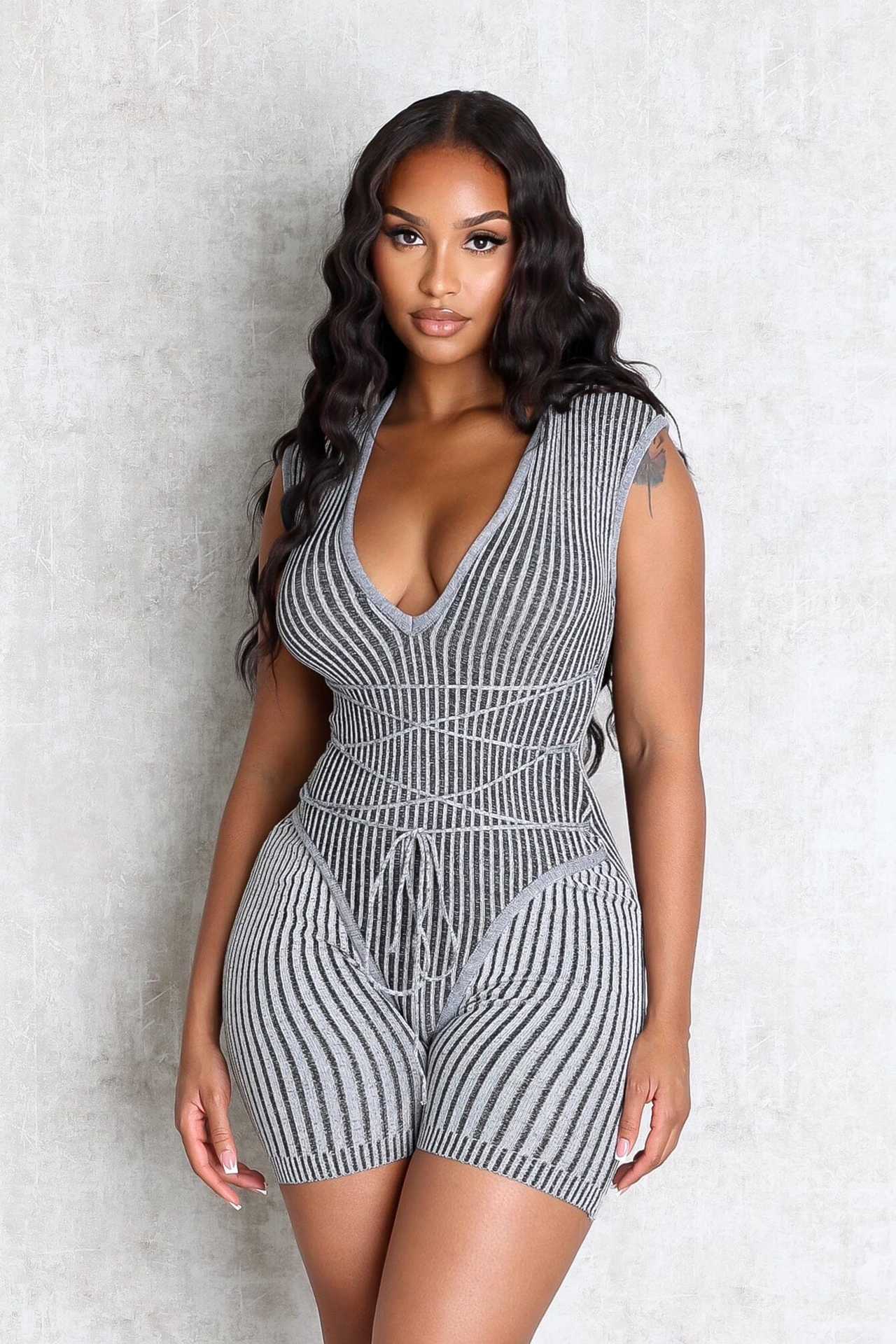 Lace up sleeveless jumpsuit