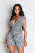 Lace up sleeveless jumpsuit